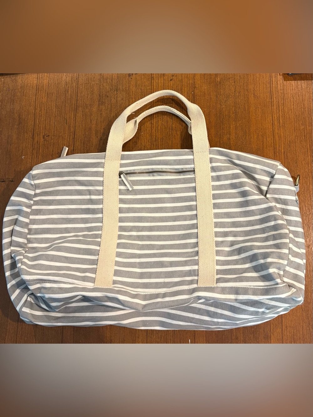 KNOWN SUPPLY Canvas Weekender Tote with Gray Interior and Cream Label